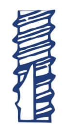 Illustration of a screw with a threaded design shown in blue.