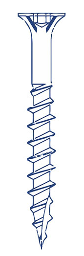 Illustration of a metal screw with a flat, Philips head and threaded shaft.