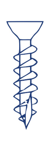 Line drawing of a screw deep thread type 17 screw