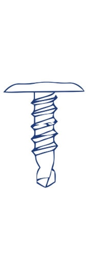 Illustration of a threaded screw with a flat head and a pointed tip.