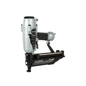 A silver and black pneumatic nail gun with a textured grip and a 2-1/2 inch capacity.