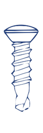 Illustration of a single screw with a flat head and threaded body.