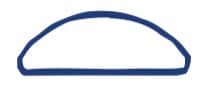 A simple blue line drawing of a semicircle resting on a straight horizontal line, resembling a round head screw type