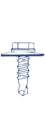 Illustration of a screw with a washer and hexagonal nut head.